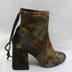 New Floral Velvet/Suede Brocade Ankle Boots